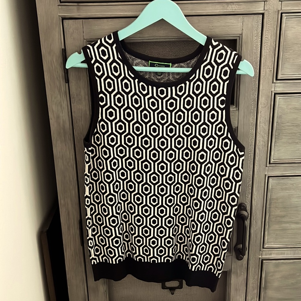 Knit blouse, black size small with cream background
